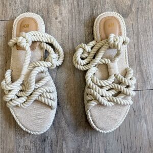 Rope Knot Sandals in Cream